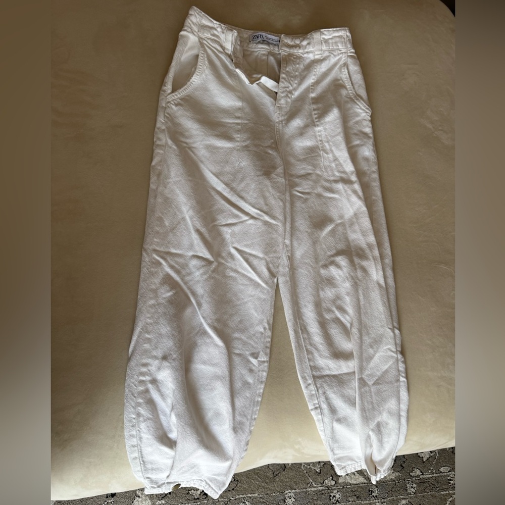Zara Cream Buttoned Trousers